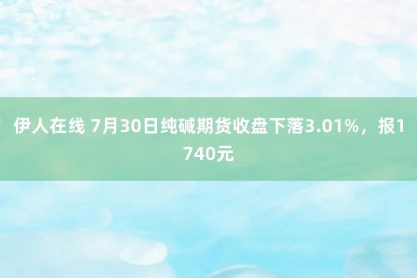 伊人在线 7月30日纯碱期货收盘下落3.01%，报1740元