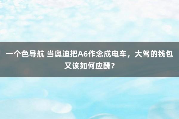 一个色导航 当奥迪把A6作念成电车，大驾的钱包又该如何应酬？