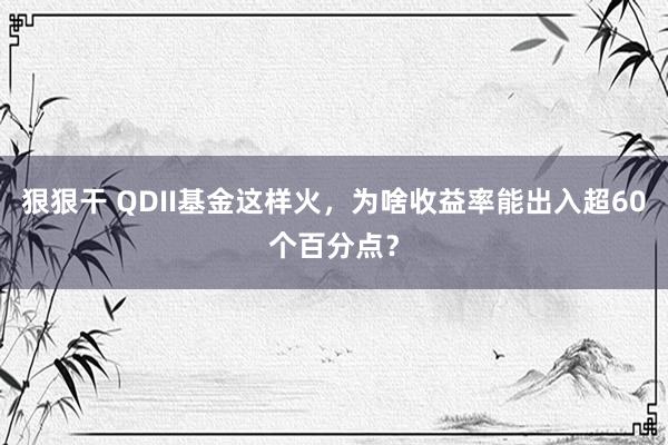 狠狠干 QDII基金这样火，为啥收益率能出入超60个百分点？