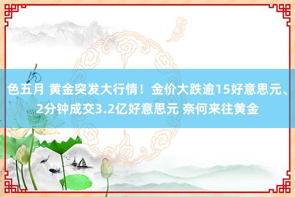 色五月 黄金突发大行情！金价大跌逾15好意思元、2分钟成交3.2亿好意思元 奈何来往黄金