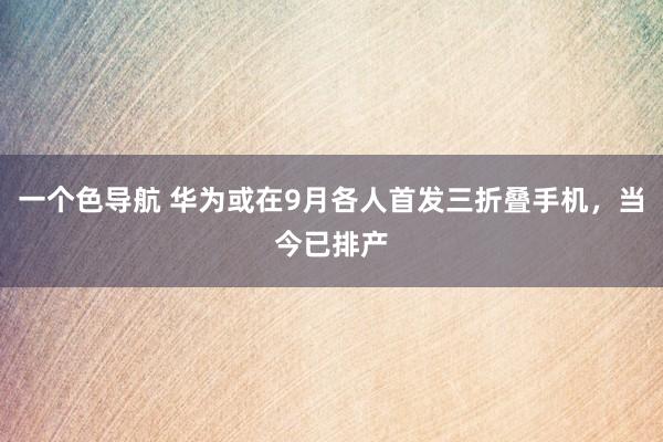 一个色导航 华为或在9月各人首发三折叠手机，当今已排产