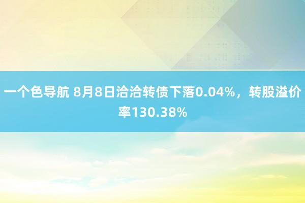 一个色导航 8月8日洽洽转债下落0.04%，转股溢价率130.38%