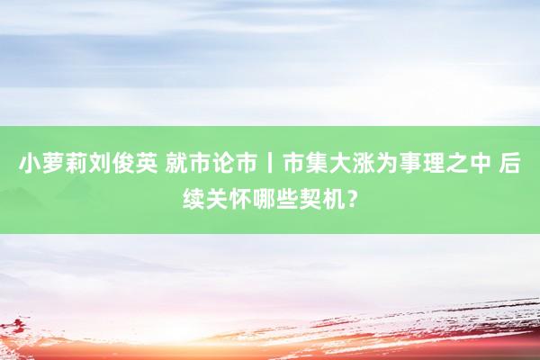 小萝莉刘俊英 就市论市丨市集大涨为事理之中 后续关怀哪些契机？